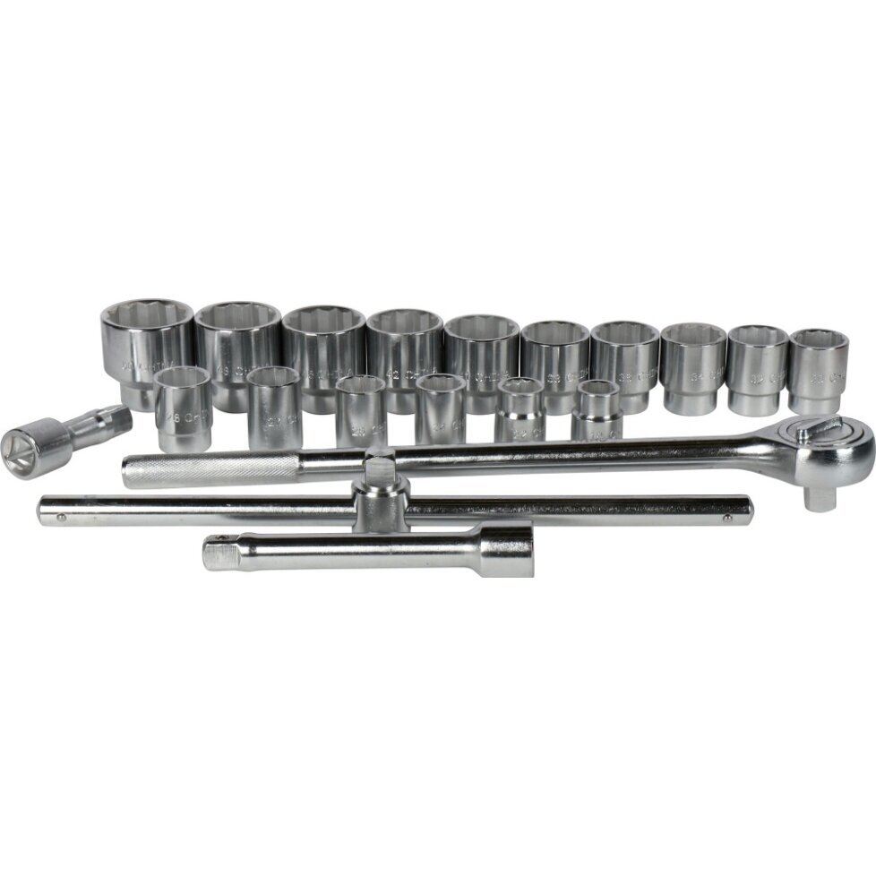 Galvučių komplektas 12 kampų | metalinė dėžė | 20 mm (3/4") | 21 vnt. ESSEN TOOLS 4