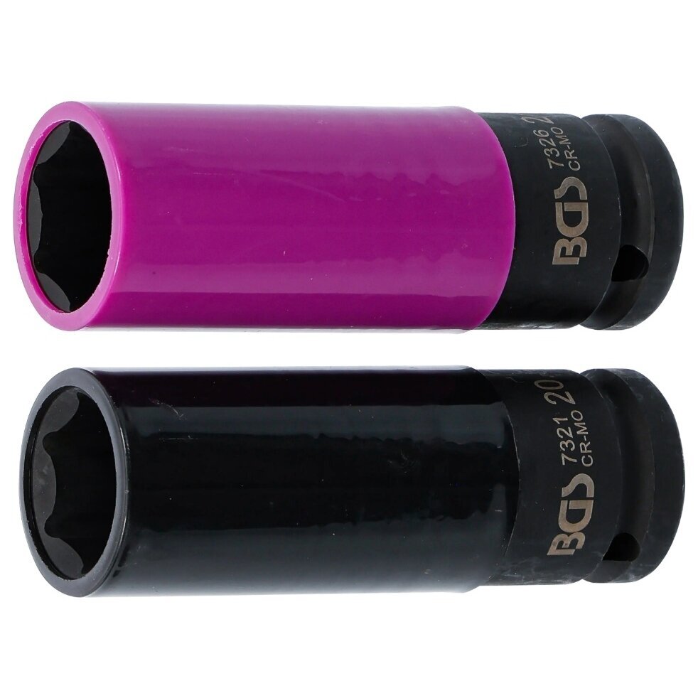 Galvutės smūginės ilgos plonasienės | su plastikine apsauga | 12,5 mm (1/2") | 20.5 + 21.5 mm | 2 vnt BGS Galvutės smūginės ilgos plonasienės | su plastikine apsauga | 12,5 mm (1/2") | 20.5 + 21.5 mm | 2 vnt BGS