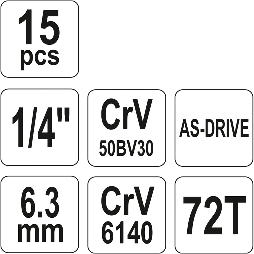 Galvučių su terkšle rinkinys 1/4", 15 vnt, metalinė dežutė 4 Galvučių su terkšle rinkinys 1/4", 15 vnt, metalinė dežutė 4