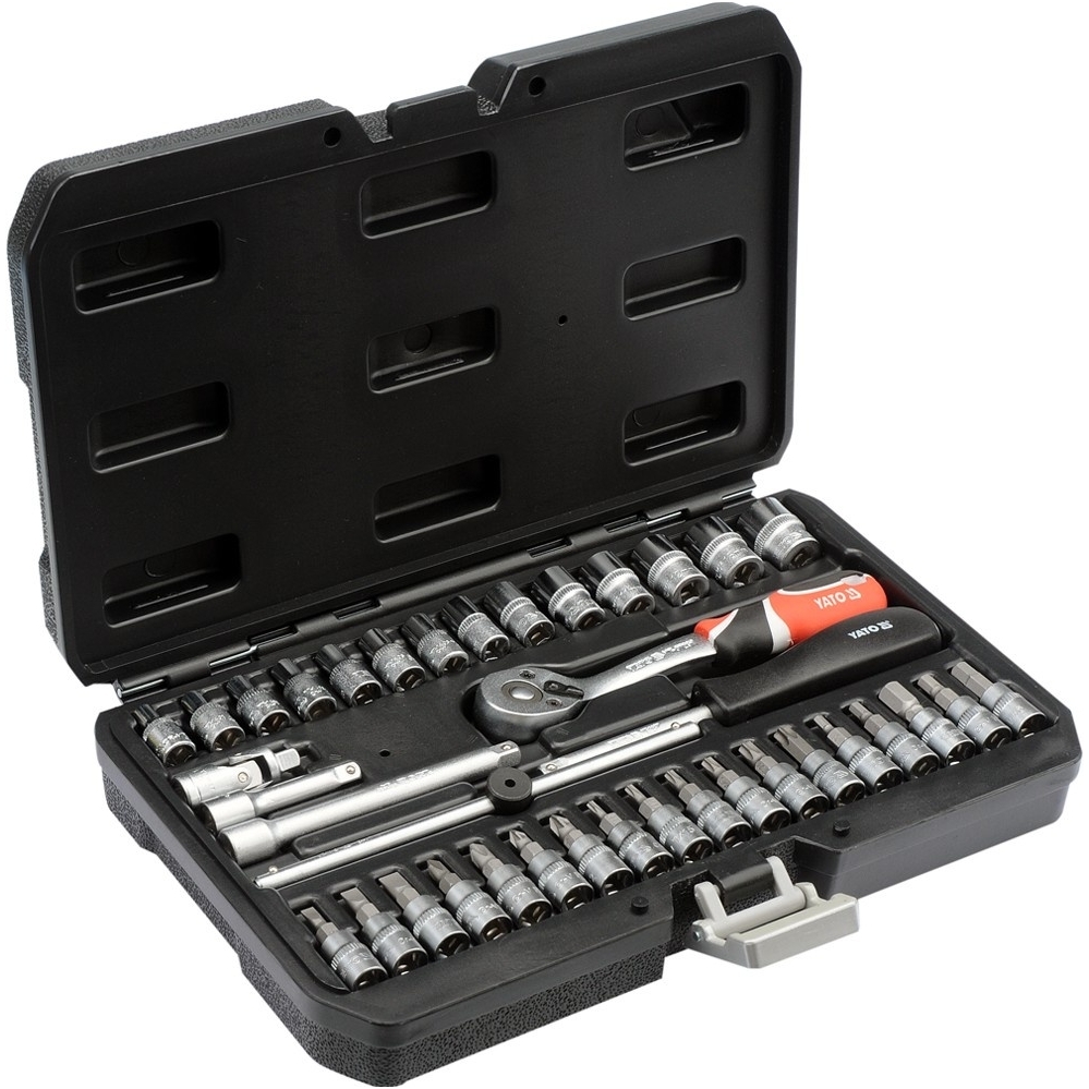 Galvučių su terkšle rinkinys 1/4" 38 vnt. Galvučių su terkšle rinkinys 1/4" 38 vnt.