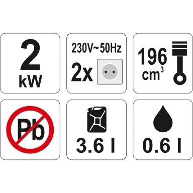 Generatorius benzininis su AVR sistema 2,2kW YATO YT-85451 Generatorius benzininis su AVR sistema 2,2kW YATO YT-85451