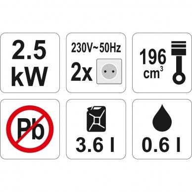 Generatorius benzininis su AVR sistema 2,7kW YATO YT-85453 1 Generatorius benzininis su AVR sistema 2,7kW YATO YT-85453 1