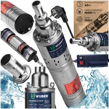 Giluminis vandens siurblys 750W 65m Wuber W11009 Giluminis vandens siurblys 750W 65m Wuber W11009