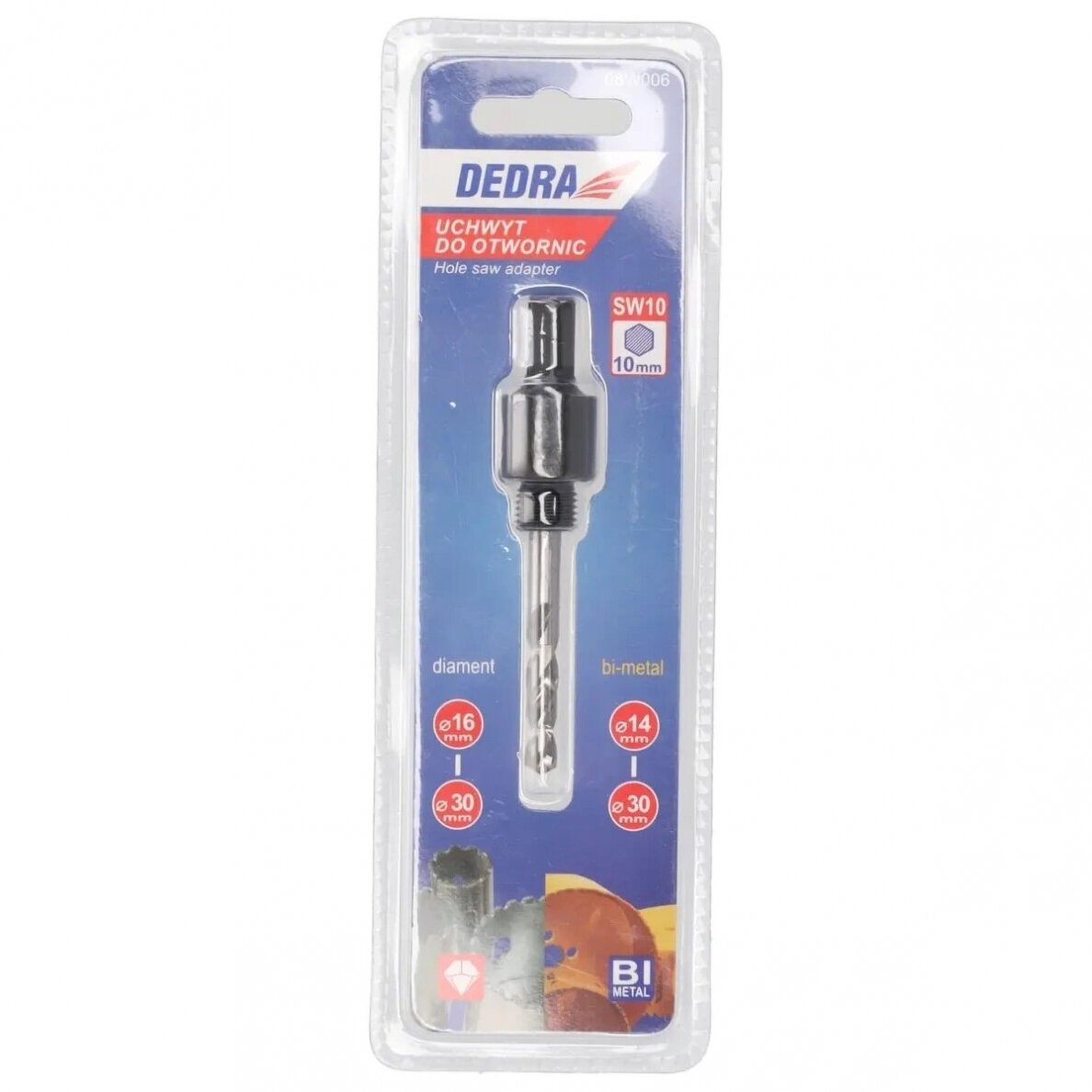 Gręžimo karūnų laikiklis BI-METAL 14-30mm su grąžtu HEX10 DEDRA 08W006 2