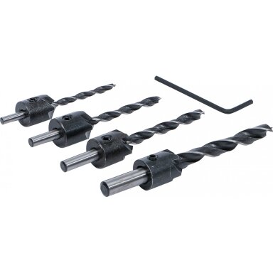 Grąžtai frezos medžiui | 4 vnt | 4-5-6-8 mm BGS