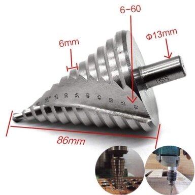 Grąžtas pakopinis metalui 6-60mm