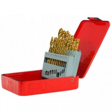 Grąžtų rinkinys HSS-Titan 1-10mm 19vnt Grąžtų rinkinys HSS-Titan 1-10mm 19vnt
