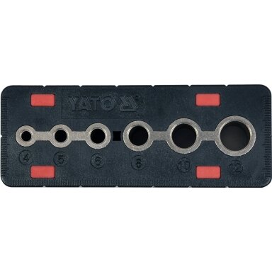 Grąžto gidas, šablonas su rankena 4, 5, 6, 8, 10 ir 12 mm YATO YT-39700 Grąžto gidas, šablonas su rankena 4, 5, 6, 8, 10 ir 12 mm YATO YT-39700
