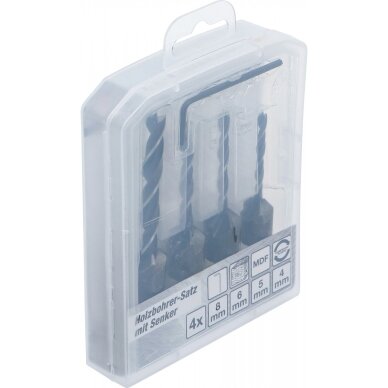 Grąžtai frezos medžiui | 4 vnt | 4-5-6-8 mm BGS 3 Grąžtai frezos medžiui | 4 vnt | 4-5-6-8 mm BGS 3