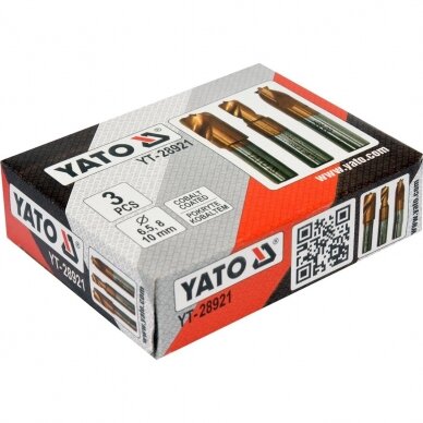 Grąžtai kontaktiniams taškams nugręžti HSS-COB, 3 vnt. YATO YT-28921 3 Grąžtai kontaktiniams taškams nugręžti HSS-COB, 3 vnt. YATO YT-28921 3