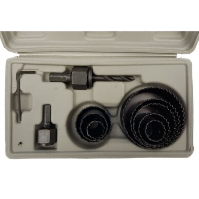 Grąžtų karūnų rinkinys | 19-64 mm | 11 vnt. 1 Grąžtų karūnų rinkinys | 19-64 mm | 11 vnt. 1