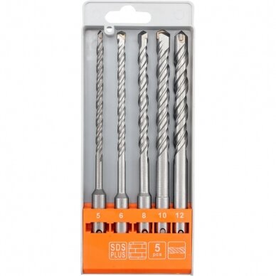 Grąžtų rinkinys betonui SDS-PLUS 5-12mm 5vnt Grąžtų rinkinys betonui SDS-PLUS 5-12mm 5vnt