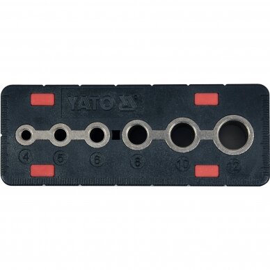 Grąžto gidas, šablonas su rankena 4, 5, 6, 8, 10 ir 12 mm YATO YT-39700 1 Grąžto gidas, šablonas su rankena 4, 5, 6, 8, 10 ir 12 mm YATO YT-39700 1