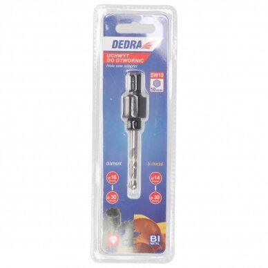 Gręžimo karūnų laikiklis BI-METAL 14-30mm su grąžtu HEX10 DEDRA 08W006 2