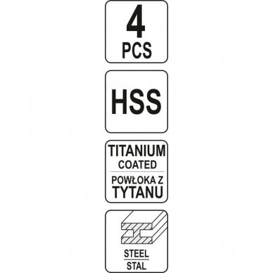 Gręžimo komplektas HSS G padengti titanu 4 vnt. 3