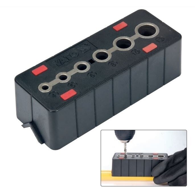 Grąžto gidas, šablonas su rankena 4, 5, 6, 8, 10 ir 12 mm YATO YT-39700 2 Grąžto gidas, šablonas su rankena 4, 5, 6, 8, 10 ir 12 mm YATO YT-39700 2