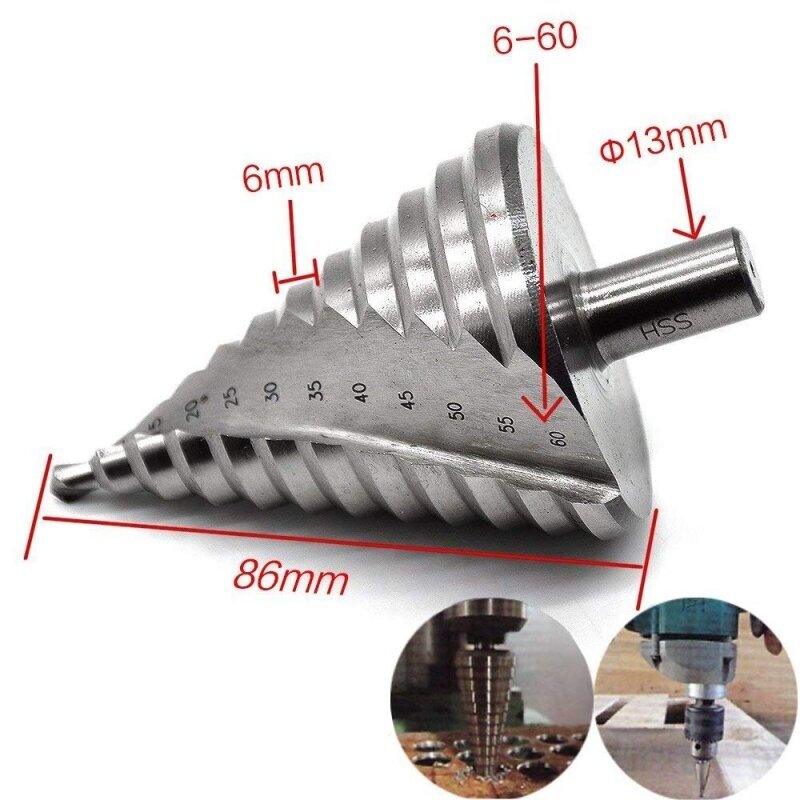 Grąžtas pakopinis metalui 6-60mm 1 Grąžtas pakopinis metalui 6-60mm 1