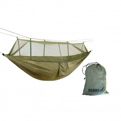 Hamakas su tinkleliu nuo uodų, 270x140cm DEDRA N1036 Hamakas su tinkleliu nuo uodų, 270x140cm DEDRA N1036