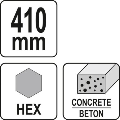 HEX Kaltas smailas ir aštrus asfaltui ir betonui 410mm YATO HEX Kaltas smailas ir aštrus asfaltui ir betonui 410mm YATO
