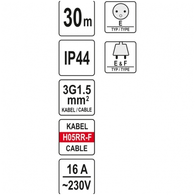 Ilgintuvas guminis su būgnu 30M 3х1,5mm² 1