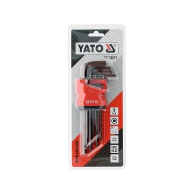 Ilgų šarnyrinių šešiakampių raktų komplektas | S2 | 1.5-10 mm | 9 vnt YATO 2