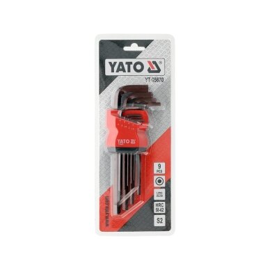 Ilgų šešiakampių raktų komplektas | S2 | 1.5-10 mm | 9 vnt YATO 2