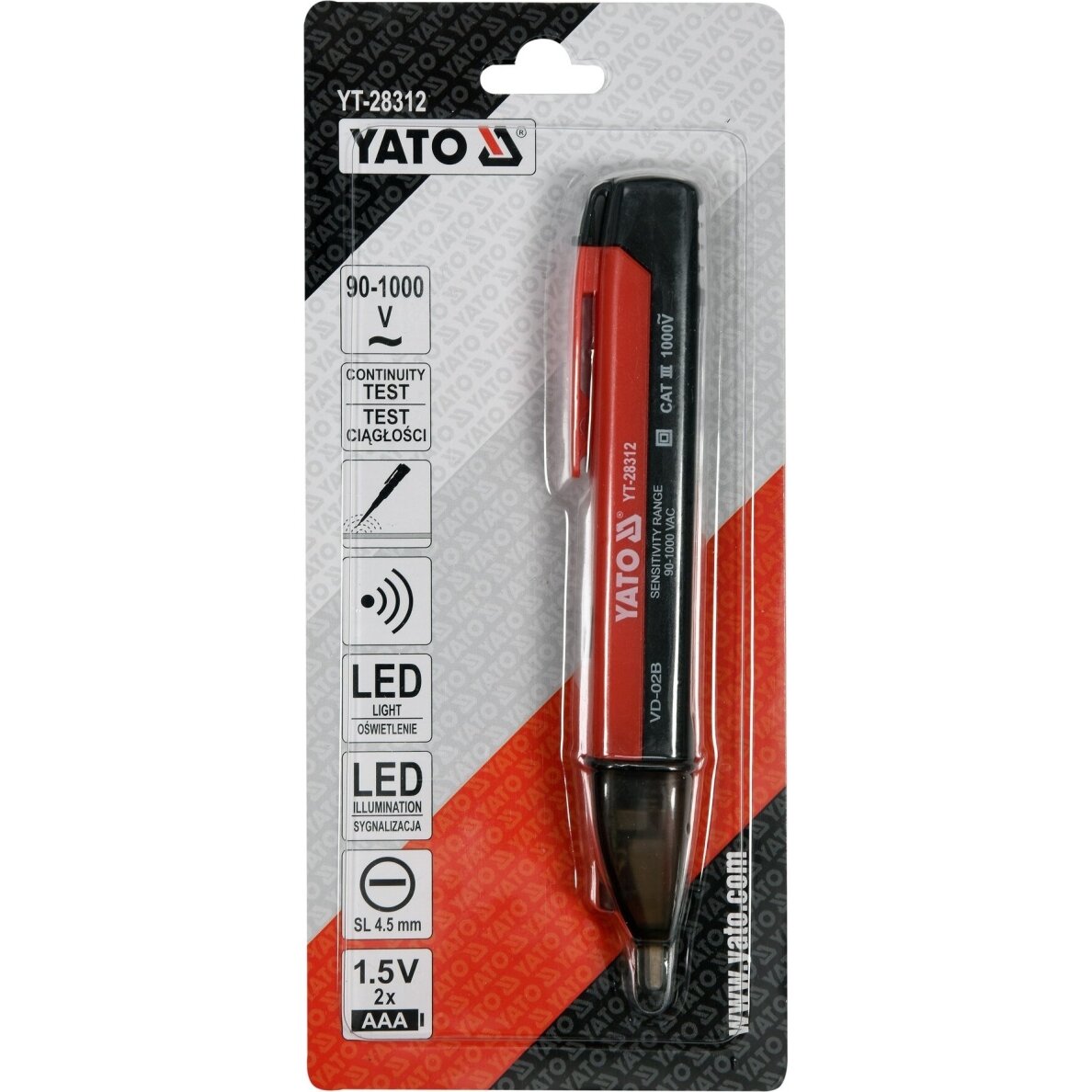 Indukcinis įtampos testeris | 90-1000 V YATO 3 Indukcinis įtampos testeris | 90-1000 V YATO 3
