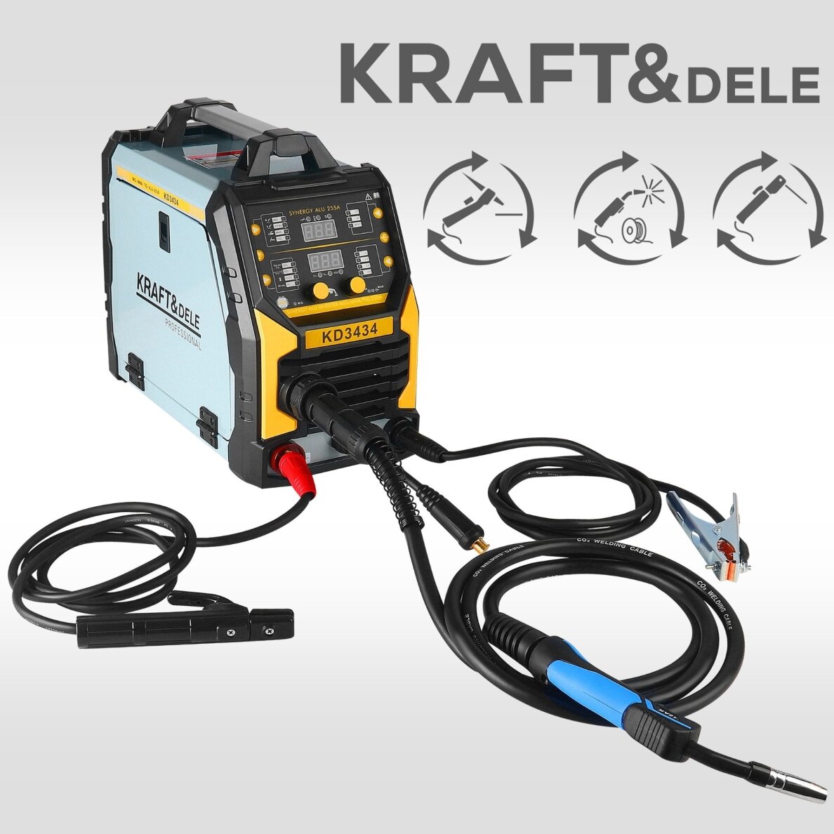 Inverterinis suvirinimo aparatas MIG FLUX MMA TIG Lift SYNERGIA 255A Kraft&Dele KD3434 11 Inverterinis suvirinimo aparatas MIG FLUX MMA TIG Lift SYNERGIA 255A Kraft&Dele KD3434 11