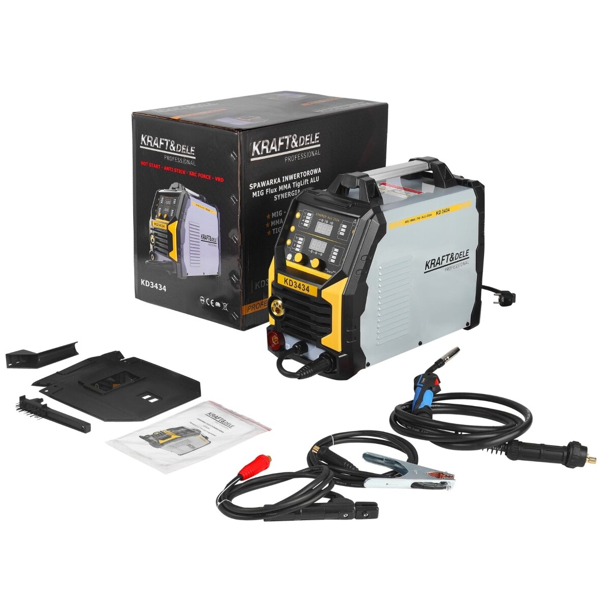 Inverterinis suvirinimo aparatas MIG FLUX MMA TIG Lift SYNERGIA 255A Kraft&Dele KD3434 Inverterinis suvirinimo aparatas MIG FLUX MMA TIG Lift SYNERGIA 255A Kraft&Dele KD3434