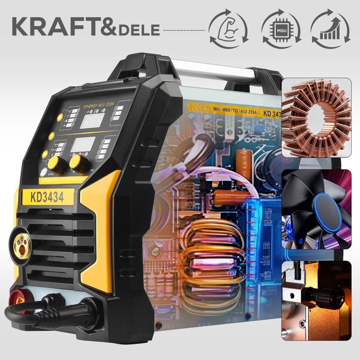 Inverterinis suvirinimo aparatas MIG FLUX MMA TIG Lift SYNERGIA 255A Kraft&Dele KD3434 12 Inverterinis suvirinimo aparatas MIG FLUX MMA TIG Lift SYNERGIA 255A Kraft&Dele KD3434 12