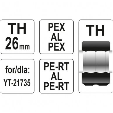 Indėklas TH 26 mm presavimo replėms YT-21735 2 Indėklas TH 26 mm presavimo replėms YT-21735 2