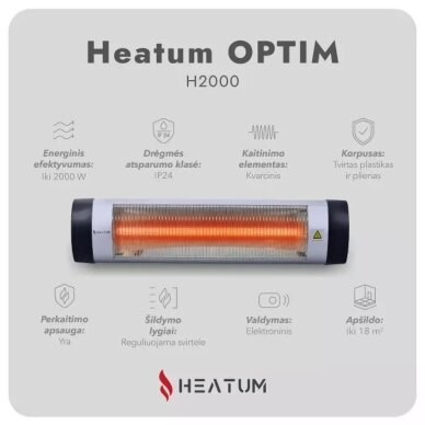 Infraraudonųjų spindulių šildytuvas Heatum H2000 OPTIM 4 Infraraudonųjų spindulių šildytuvas Heatum H2000 OPTIM 4