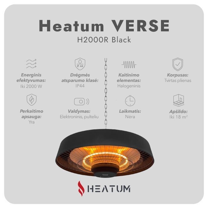 Infraraudonųjų spindulių šildytuvas Heatum VERSE H2000R Black 4 Infraraudonųjų spindulių šildytuvas Heatum VERSE H2000R Black 4