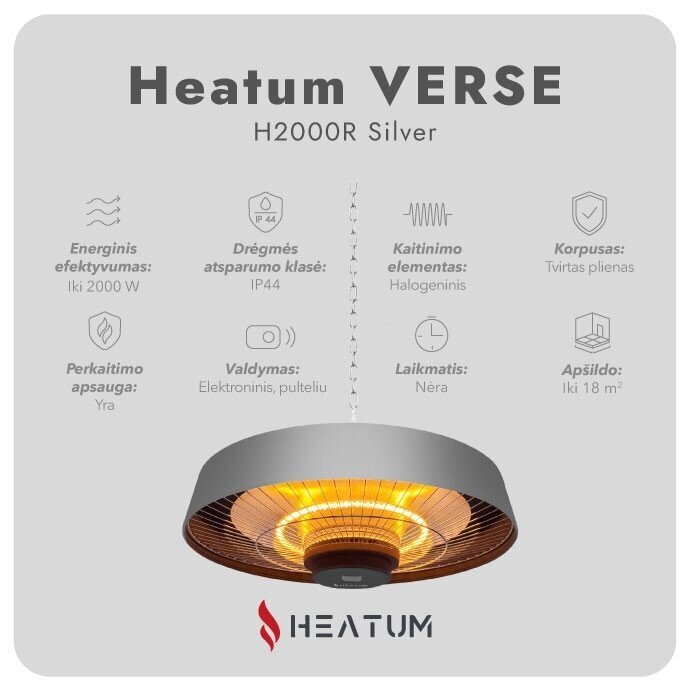 Infraraudonųjų spindulių šildytuvas Heatum VERSE H2000R Silver 9 Infraraudonųjų spindulių šildytuvas Heatum VERSE H2000R Silver 9
