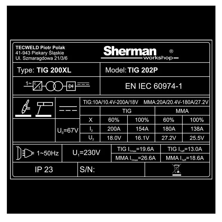 Inverterinis suvirinimo aparatas Sherman TIG 202P 4