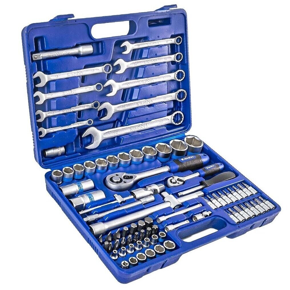 Įrankių ir galvučių rinkinys 1/4"+1/2", 82 dalių