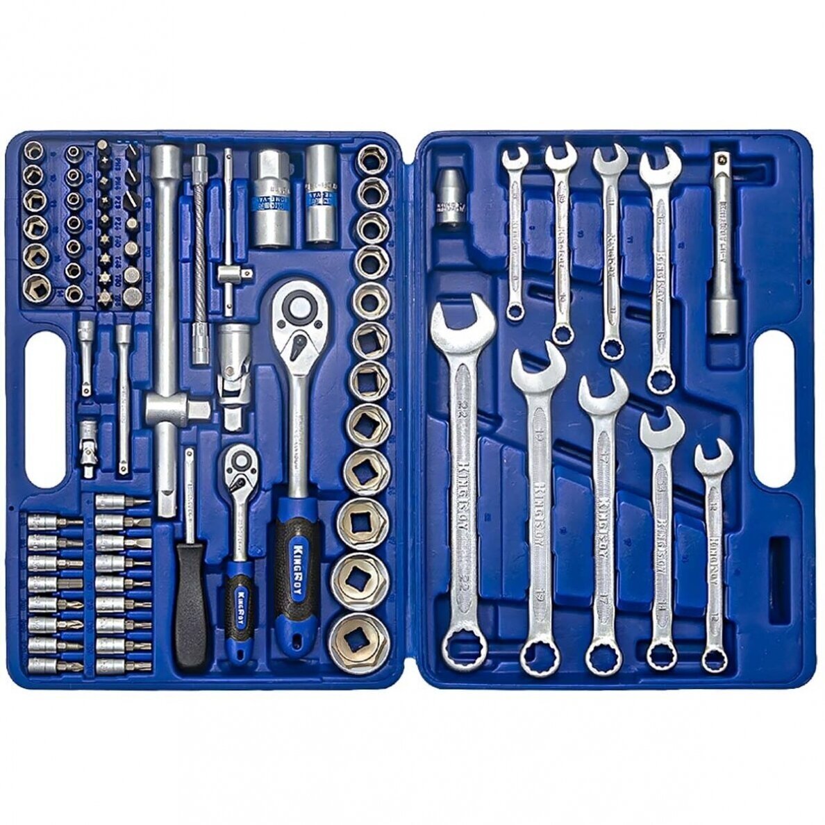Įrankių ir galvučių rinkinys 1/4"+1/2", 82 dalių 2 Įrankių ir galvučių rinkinys 1/4"+1/2", 82 dalių 2