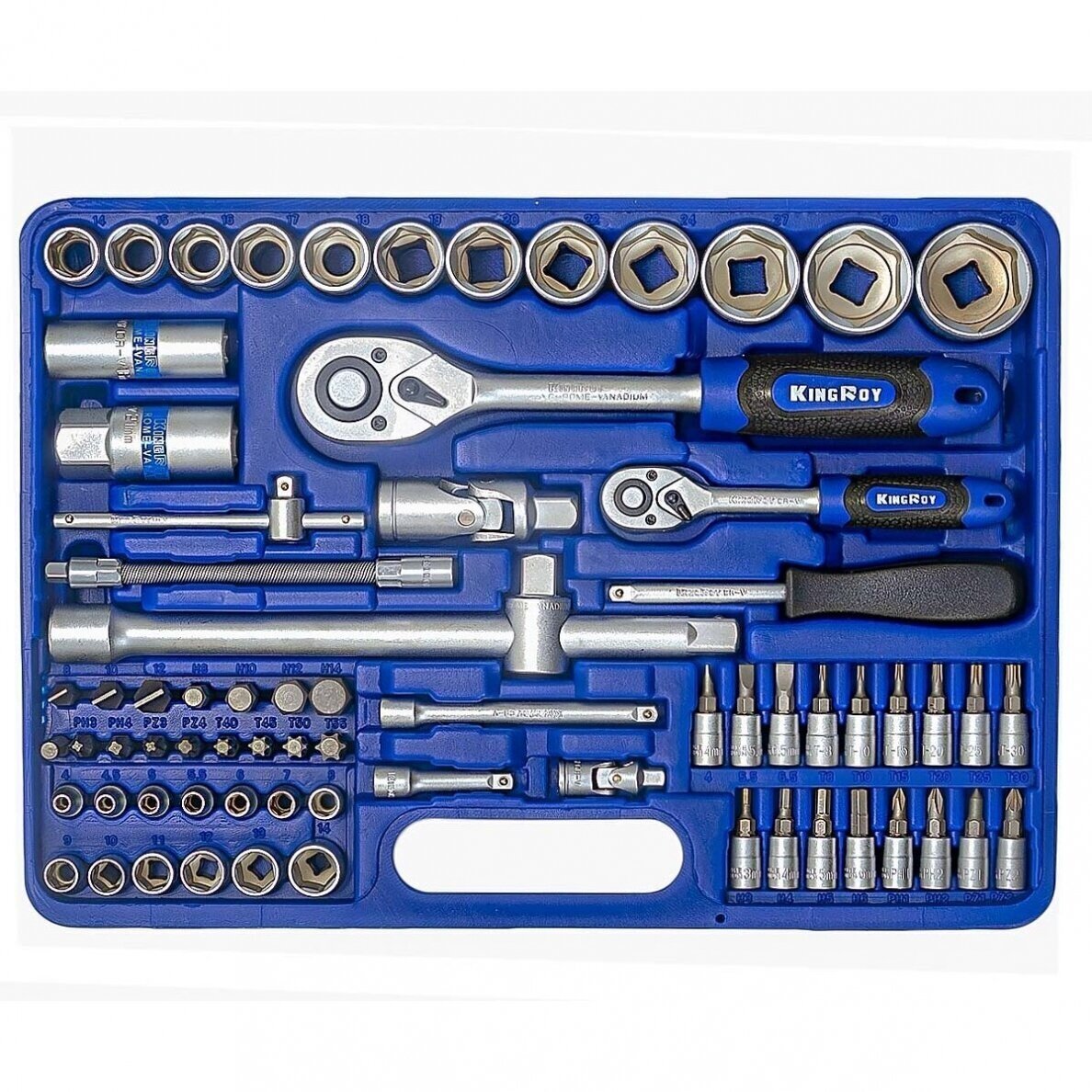 Įrankių ir galvučių rinkinys 1/4"+1/2", 82 dalių 3 Įrankių ir galvučių rinkinys 1/4"+1/2", 82 dalių 3