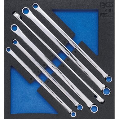 Įrankių dėklas dvigubo žiedo veržliarakčių rinkinys labai ilgi 10 x 11 - 22 x 24 mm 6 vnt.