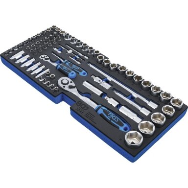 Įrankių dėklas iš 3312 pozicijos: galvučių rinkinys | 12,5 mm (1/2") + 6,3 mm (1/4") | 77 vnt. BGS Technic