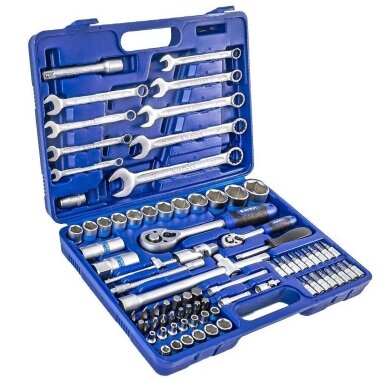 Įrankių ir galvučių rinkinys 1/4"+1/2", 82 dalių Įrankių ir galvučių rinkinys 1/4"+1/2", 82 dalių
