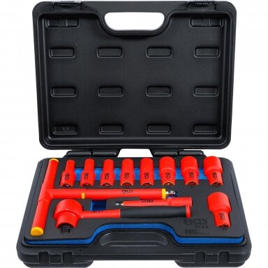 Įrankių ir galvučių rinkinys VDE 10 mm (3/8") , 7 - 22 mm 12 vnt. BGS-technic Įrankių ir galvučių rinkinys VDE 10 mm (3/8") , 7 - 22 mm 12 vnt. BGS-technic