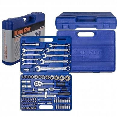 Įrankių ir galvučių rinkinys 1/4"+1/2", 82 dalių 5