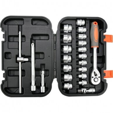 Įrankių komplektas 10mm (3/8") 22vnt. 1 Įrankių komplektas 10mm (3/8") 22vnt. 1
