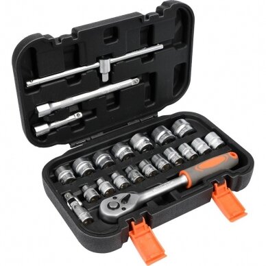 Įrankių komplektas 10mm (3/8") 22vnt. Įrankių komplektas 10mm (3/8") 22vnt.
