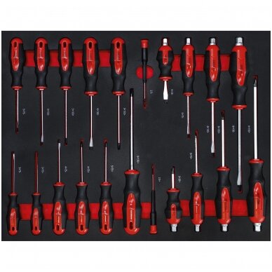 Įrankių spintelė ant ratukų  su įrankiais, 7 stalčiai, 1 šoninės durys,  250 vnt. įrankių 4