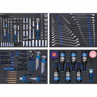 Įrankių spintelė bluetooth US LED 8 stalčiai su 263 įrankiais BGS 3