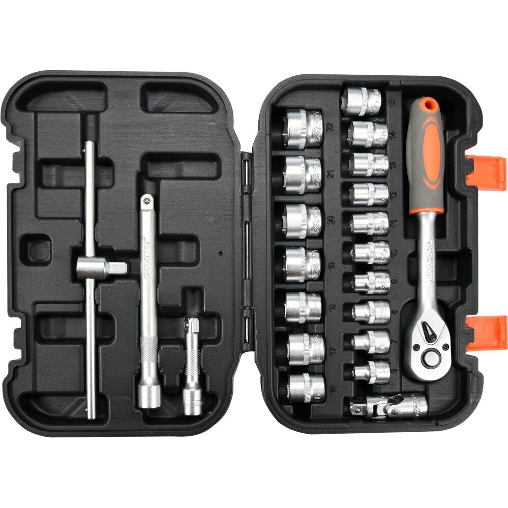Įrankių komplektas 10mm (3/8") 22vnt. 1 Įrankių komplektas 10mm (3/8") 22vnt. 1