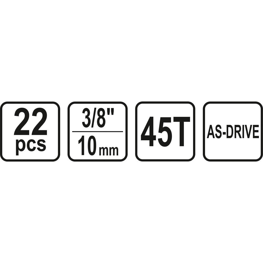 Įrankių komplektas 10mm (3/8") 22vnt. 4 Įrankių komplektas 10mm (3/8") 22vnt. 4