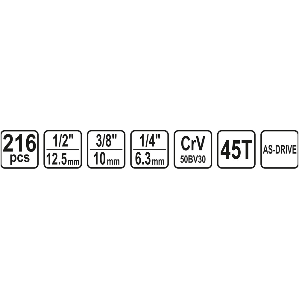 Įrankių rinkinys  1/4", 3/8", 1/2" 216vnt. STHOR 4